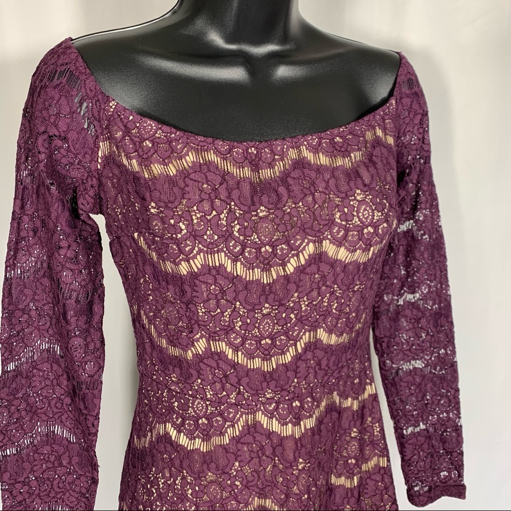 Xhilaration Eyelash Lace Long Sleeve Dress - Picture 2 of 14